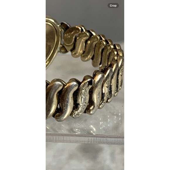 Vintage Co-Star Sweetheart Expansion Bracelet Gold Tone Blue Glass Heart 1940s - Picture 15 of 15